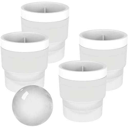 4 Pcs Sphere Ice Cube Mould, 6cm Silicone Ice Sphere Moulds, Reusable Stackable, Easy-Release Freezer ICES Spheres Maker, for Whisky, Cocktails, Soft Drinks, Perfect for Parties and BBQs