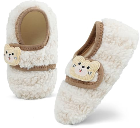 MK MATT KEELY Tofflor, baby, barfotaskor, vinter, inomhus, pojke, flicka, tofflor, halkfria, mjuka för löparskor, tofflor, Beige, 6-12 månader