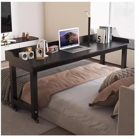 Tavolo da letto con ruote del freno, scrivania rimovibile per laptop, per lavorare, mangiare e giocare in camera da letto, perfetto per un uso comodo