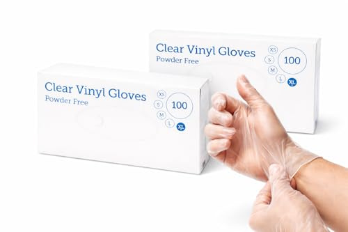 1ABOVE Clear Vinyl Disposable Gloves, Extra Large, 200 Pack | Powder-free XL vinyl gloves for food handling, cleaning, general hygiene and everyday disposable protection.