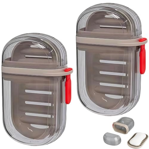 Lot de 2 Boîtes à Savon et Étuis à Brosse à Dents avec Couvercle | Imperméable, Pour Camping, Voyages d'Affaires, Usage Quotidien, Porte-Savon Inclus