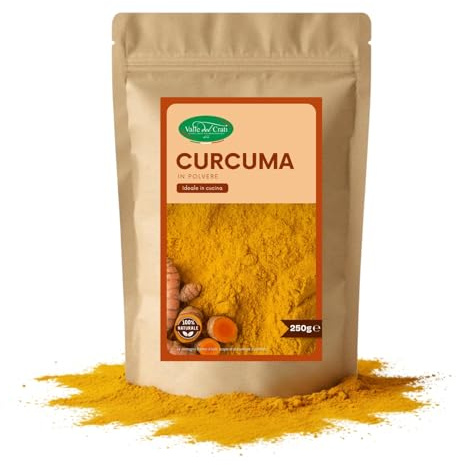 Valle del Crati Curcuma in Polvere 250g | Aroma Intenso e Naturale | 100% Pura e Senza Additivi | Ideale per Curry, Marinature, Condimenti, Riso, Golden Milk, Carne, Pesce e Zuppe