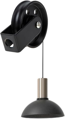 KALLORY Polea Vintage Negra de 50 MM para Montaje en Techo y Pared, Accesorios para Lámparas Colgantes y Arañas, Diseño Rústico para Ambientes Industriales y Retro