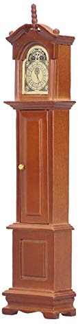 TOPINCN Horloge Grand-père Miniature en Bois pour Collection Maison de Poupée 1/12 avec Pendule Fonctionnel 18,6 X 4 X 2 Cm
