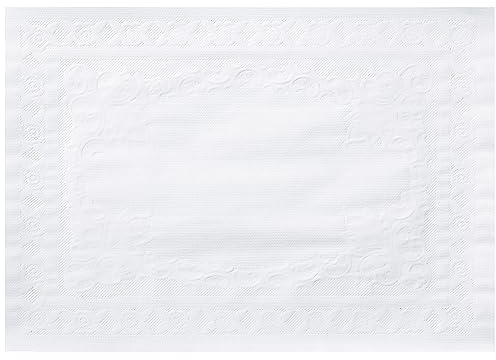 Hoffmaster 601SE1014 14 Length x 10 Width, White Classic Embossed Straight Edge Placemat (Case of 1,000), 10 x 14