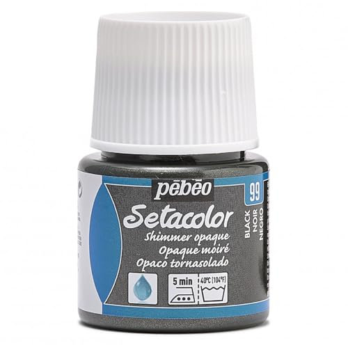 Pébéo 295099 Setacolor Opaco tornasolado - Pintura para Tela (45 ml, Color 99), Color Negro