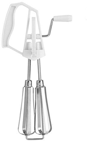 Stainless Steel Manual Whisk Egg Beater Rotary Handheld Egg Frother Mixer Cooking Tool Kitchen(White)