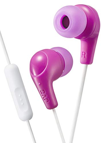 JVC Gumy Plus Earbuds with Mic and Remote for Connected Devices - Silicone Ear Pieces - Pink