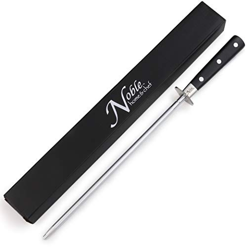 Professional Honing Steel 10”, Magnetized for Safety, No Rust, No Cheap Plastic! Noble’s Knife Sharpener Has an Oval Handle for a Firm Grip and is Built For Daily Use, Perfect for Chefs!