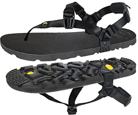 LUNA Sandals MONO Winged Edition | Minimalist Trail Running and Hiking Sandals - Lightweight 5.9 oz Comfortable Barefoot Sandals for Men and Women | Adjustable Fit (Black, numeric_8)