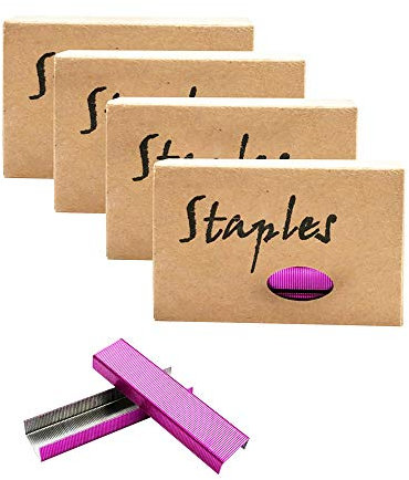 Heftklammern-Set, 26/6, 12 mm Breite, 950/Box, 4 Boxen/Packung, 3800 Tackerklammern für Büro, Schule, Zuhause, Nachfüllpackungen 4 Boxen Rosenrot