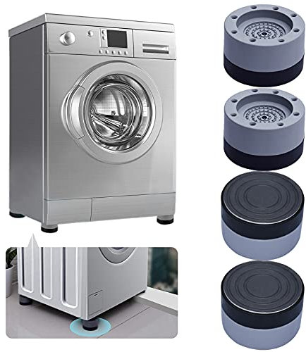 Waschmaschine Fußpolster,Vibrationsdämpfer Stoßfest Anti Rutsch für Anti-Vibrations- und Anti-Walk-Waschmaschine und Trockner, rutschfeste Matte mit Gummi-Technologie 4cm (4 STÜCKE Grey, 4cm)
