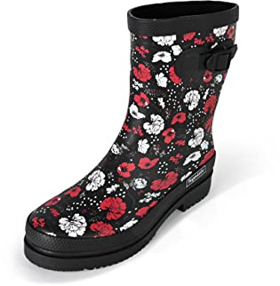 Regenliebe Botas de agua para mujer Blossom Night Media caña, Negro, blanco, rojo, 39 EU
