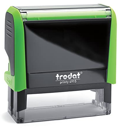 Trodat Printy 4915 - Custom - Gehäusefarbe Apfelgrün (Abdruckfarbe Grün) - 70x25mm - 7 Zeilen - personalisierbarer Namensstempel, Adressstempel oder Firmenstempel