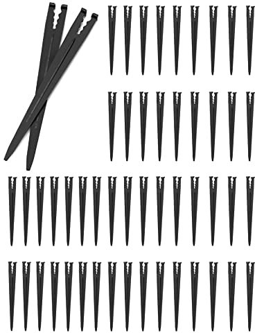 QWORK® 50 Piezas Piquetas para Tubo Estacas Riego, Goteo Soporte para Tubos, para Tubo de 4/7 o 3/5, Soportes de goteros de riego, Kits de riego por Goteo