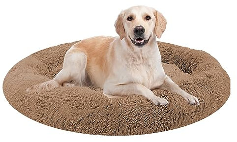 XIEMINLE Hundesofa Haustierbett, Round Plüsch Hundebett, Donut Kuscheliges Hundekorb, Orthopädisches Hundebett Katzenbett Flauschig, Haustier Hundebetten für Mittelgroße Hunde, Katzenbett(Ø100cm)