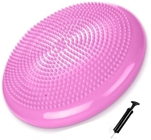 Tuokay, 33cm Durchmesser Ballsitzkissen, Aufblasbar Balance-Kissen, Luftkissen, Balance Pad, mit Luftpumpe, Gleichgewichtskissen für aufrechte Haltung, Fitness, Reha, Balance & Krafttraining (Rosa)
