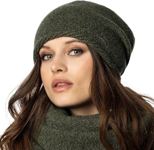 VIVISENCE Bonnet pour Femme L'automne Et l'hiver Classique en Laine Chaude Ajusté avec Deux Plis À L'arrière pour Un Confort Optimal Doublure Isolante Plaque Décorative Vec Doublure Élégant 7087