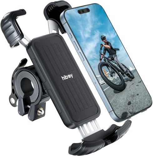 Hiboy Bike Phone Holder, 360° Rotatable Universal Motorcycle Phone Mount, Wrap Anti Shake Bicycle Scooter Handlebar Phone Clip for 5.1-6.8 Cellphone