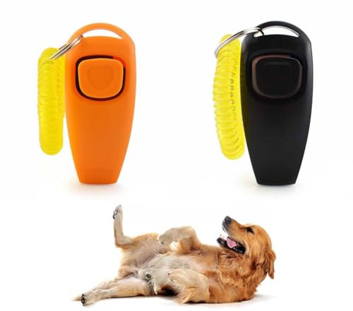 UYVPAER 2 Stück Hundepfeife Rütter Rückruf,Klicker Hund,Hundepfeife Rückruf,Hundepfeife Hochfrequenz Lautlos,Hundepfeifen-Armband,Profi Training Werkzeug Finger Klicker Mit Pfeife Für Hunde