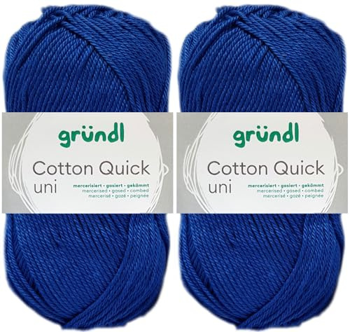 2x50 Gramm Gründl Cotton Quick Häkelgarn aus 100% Baumwolle 135 Marineblau