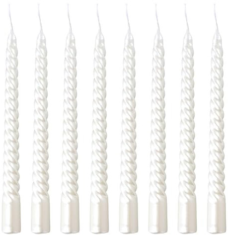 8 Stück Spiralkerzen, Stabkerzen Weiß, Tafelkerzen, Kerzen Aesthetic, 20 cm Gedreht für Dinner Party Hochzeit Dekoration, Partydekoration