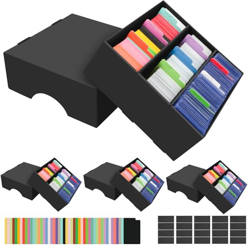 4 Pcs Boîte Rangement Carte pour 9360 Cartes, Boîtes de Rangement pour Cartes à Collectionner, Card Deck Box TCG, Compatible avec MTG, Yu Gi Oh et Cartes de Sport, Inclut 48 Diviseurs de Cartes