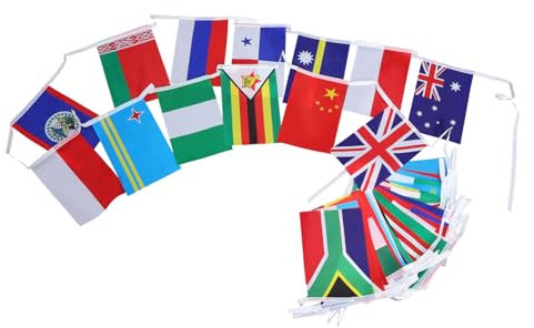 Alipis Länderflaggen Wimpelkette aus Polyester Internationale Fahnen Dekoration für Garten Partys und Events Leicht und Wiederverwendbar für Festliche Anlässe und Tägliche