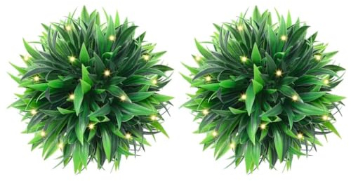 INLIFE Boules de buis artificielles avec lumières LED 2 pcs Vert 30 cm