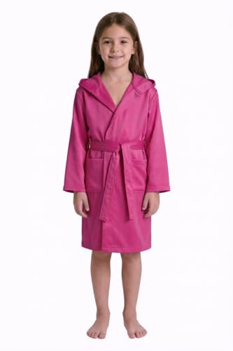 IRGE - Accappatoio in Microfibra per Bambini, 5-16 Anni, Fuxia, Blu Elettrico, Asciugatura Rapida, Salvaspazio, per Piscina e Viaggi