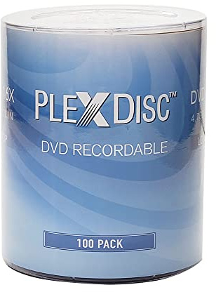 PlexDisc DVD-R 4.7GB 16x Brand Logo Grabable Media Disc - 100 Discos de husillo (FFP) 632-817-BX