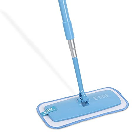 E-Cloth Mini Deep Clean Mop, Microfibre Mop for Floor Cleaning, Great for Hardwood, Laminate, Tile and Stone Flooring, Washable and Reusable, Blue & Silver, 1 Pack