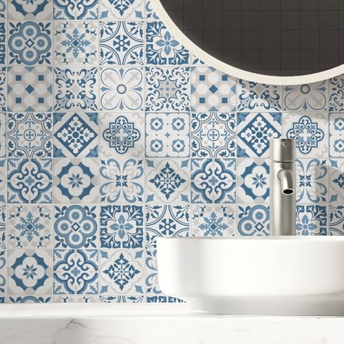RE-COVERTILES - 54 st Klistermärken Kakel formatera 10x10 cm PS00104 Väggmosaik Cement Kakellim för badrum och kök Peel and Stick