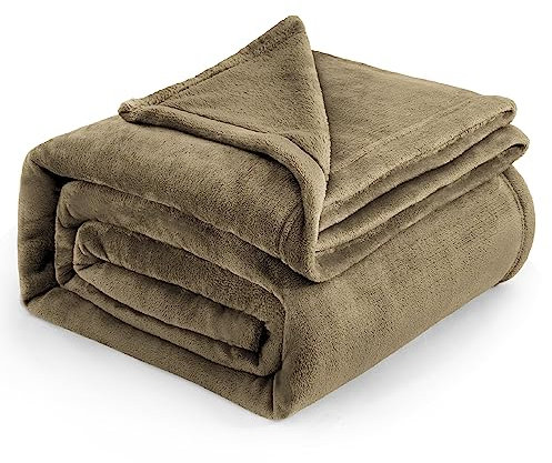 Bedsure Fleece Blanket for Bed - Soft Cosy Fluffy Throw Blankets, Warm Large Throws for Audlts, Camel, 220x240 cm