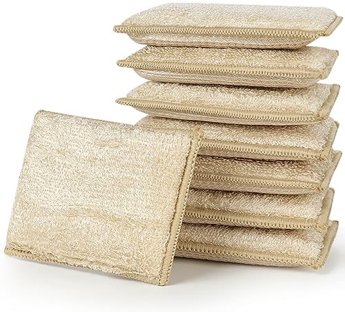 JEBBLAS 8 Stücke Bambus Reinigungsschwamm Putzschwamm Spülschwamm umweltfreundliches Abwaschen Tiefe Reinigung für die Küche - haltbarer Schwamm