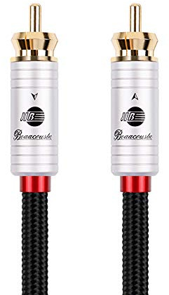 BOAACOUSTIC JIB Cavo Coassiale Audio digitale Cavo RCA Audio Alta Qualità para Subwoofer, Maschio/Maschio Connettori Placcati Oro 24K, S/PDIF Digitale, per Home Theater, Sistemi Hi-Fi 2m