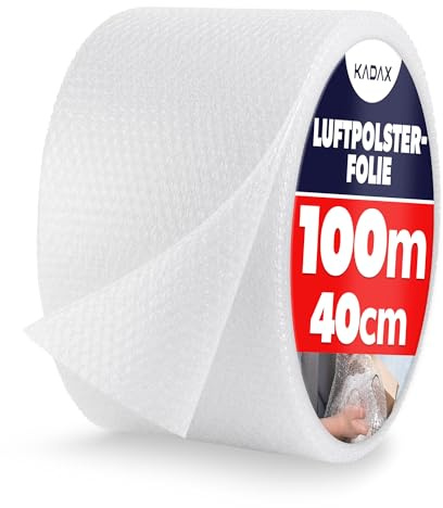 KADAX Rouleau de film à bulles pour déménagement et utilisation de meubles, emballage en plastique transparent 100m x 40cm transparent