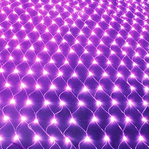 100LED Luces de Red Guirnaldas Luminosas,KINGCOO Impermeable 1.1mx1.1m 8Modes Solar Net Cortina de Luz Estrellado Luces de Cadena para Exterior Navidad Fiesta Boda Jardín Decoraciones (Púrpura)