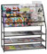 Relaxdays Riviste da Terra in Metallo, 96x97x37 cm, Espositore Porta Giornali per Salotto, Portariviste, in Nero, Acciaio, 1 pz