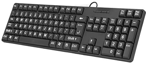 Teclado de Computadora con Letra Grande, 104 Teclas Teclado con Cable de Caracteres Grandes Teclado con Discapacidad Visual para Personas Mayores Y Aquellos que Recién Están Aprendiendo a Escribir