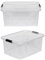Kreher® XL Aufbewahrungsboxen mit Deckel aus Lebensmittel-geeignetem Kunststoff in Transparent. Stapelbare Lagerboxen für Haushalt, Garage, Industrie (32 Liter, 2er Set)