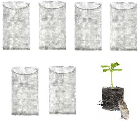 Lot de 6 sacs en filet de protection contre les racines, en acier inoxydable, pour plantes de jardin, grilles de protection des plantes, corbeilles en fil métallique pour plantes et campagnols (16 x