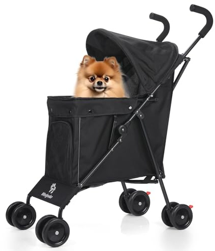 3 in 1 Pet Stroller for Small Dogs and Cats, Foldable Pet Stroller with Wheels, Breathable Mesh, Large Capacity, Easy to Carry (Black)