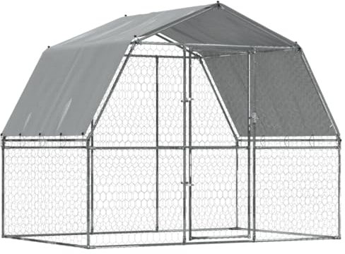 vidaXL Jaula para Perros con Techo y Puerta Acero galvanizado Plateado, Jaula para Perros, Perrera para Perros, Jaula para Perros, jaulas para Perros