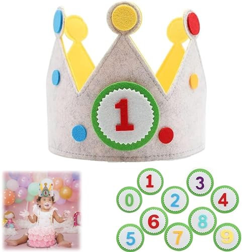 beejune Geburtstagskrone Mädchen, Krone Geburtstag, Geburtstagskrone Junge, Krone Kinder, Geburtstagskrone Musselin, Mit Auswechselbaren Zahlen Von 0-9, Für Kinder Geburtstag Party Supplies