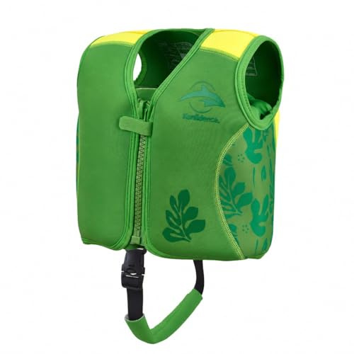 Konfidence Schwimmweste – Premium Schwimmjacke mit abnehmbarem Sicherheitsgurt für Kinder | Einstellbarer Auftrieb | CE-konform | Von Schwimmschulen empfohlen (Maui Green, S 15-19kg)