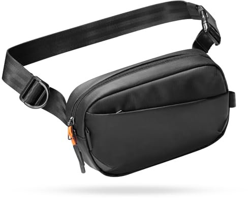 Inateck Sling Bag X-Mini, 1,5 Liter Bauchtasche Gürteltasche Damen Herren mit RFID Schutz Brusttasche für Reise, Sport, Wandern, Schwarz
