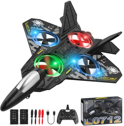 RC Plane 2.4GHz 2-Channel Remote Control Airplane with Light for Kids Adult | EPP Foam RC Airplane 360° Flip 2 Batteries Remote Control Plane/Drone/Fighter/helicopter/Jet Toy Gifts for Beginners Gray