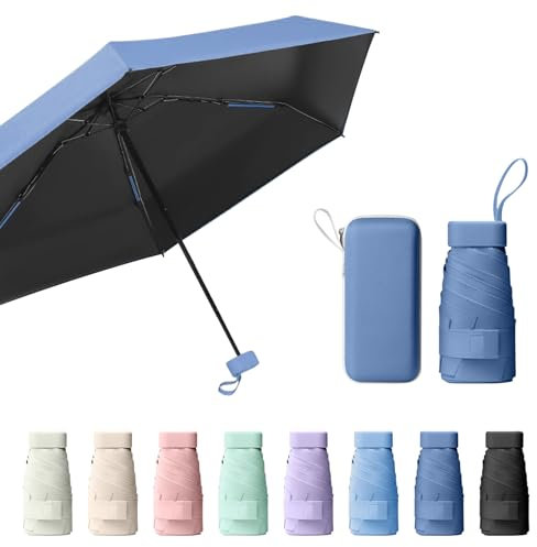 Sykrawki Regenschirm, Mini UV-Regenschirm, Winddichter Taschenschirm für Männer und Frauen (Dunkelblau)