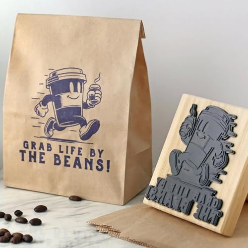 Custom Logo Stamp for Business | Business Rubber Stamps | Kraft Paper Bag Branding Stamp | Coffee Cup Stamp | Small & Large Packaging Stamp for Bags Boxes